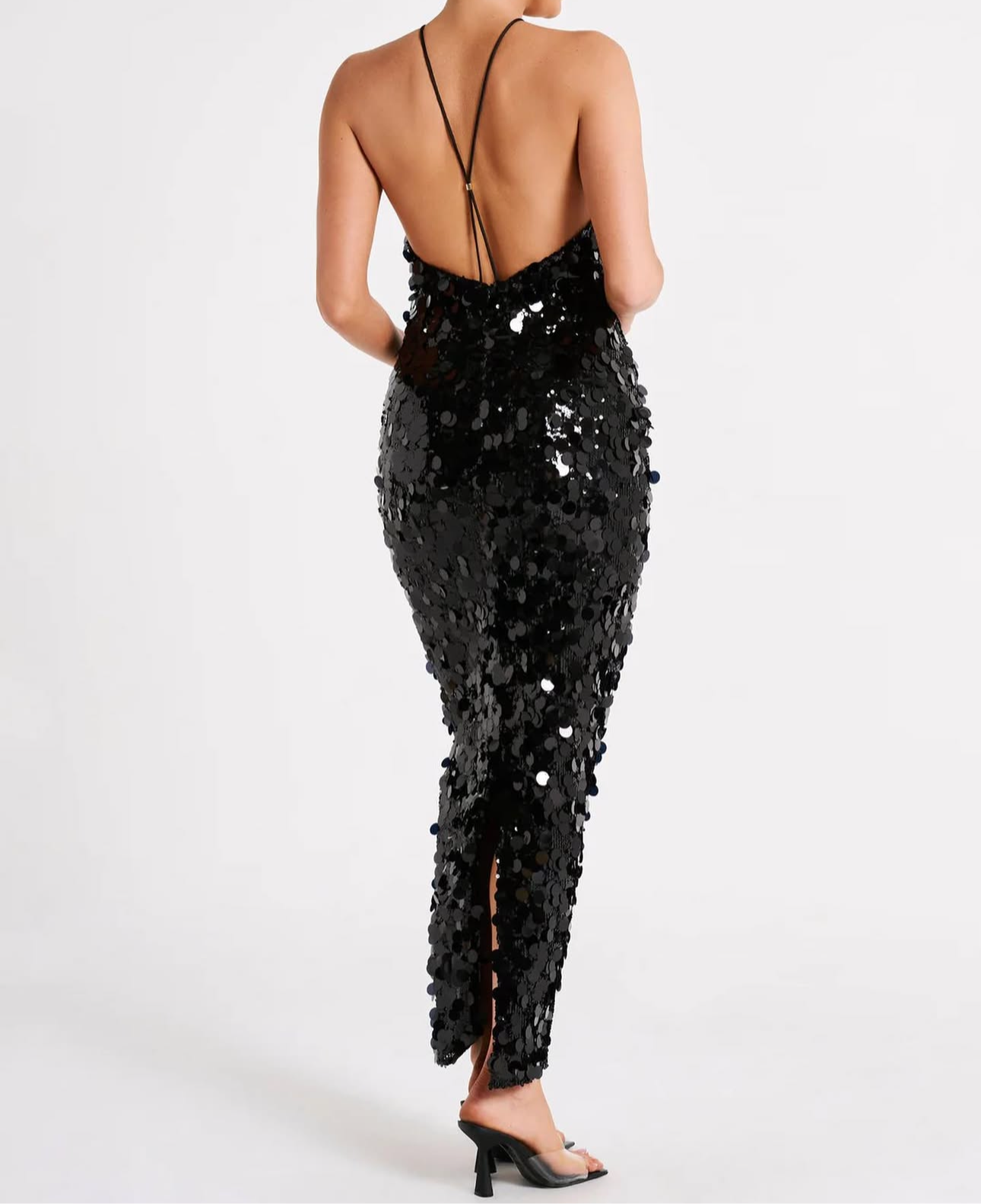 Meshki: April Sequin Halter Maxi Dress