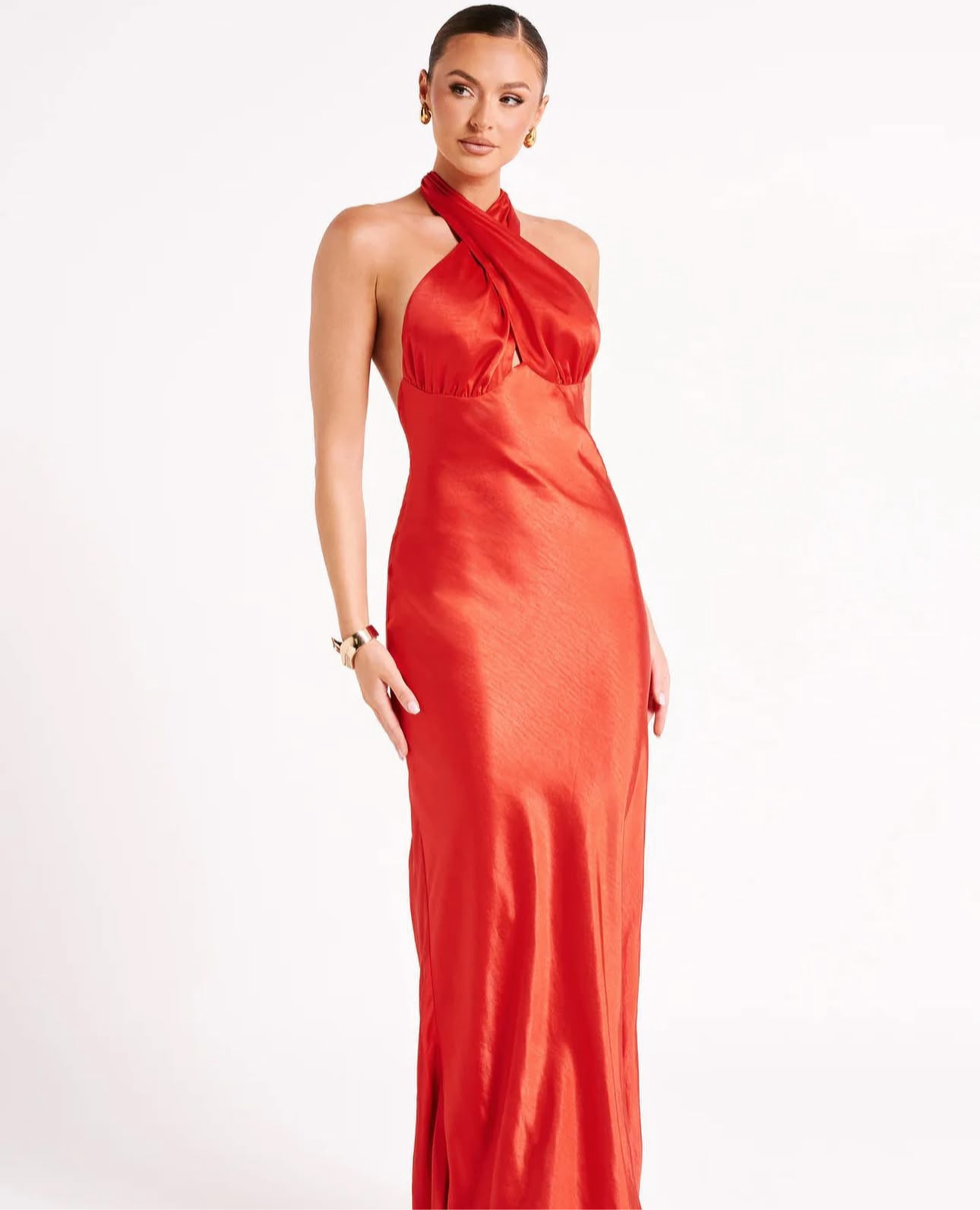 Meshki: Marvelle Satin Halter Maxi Dress