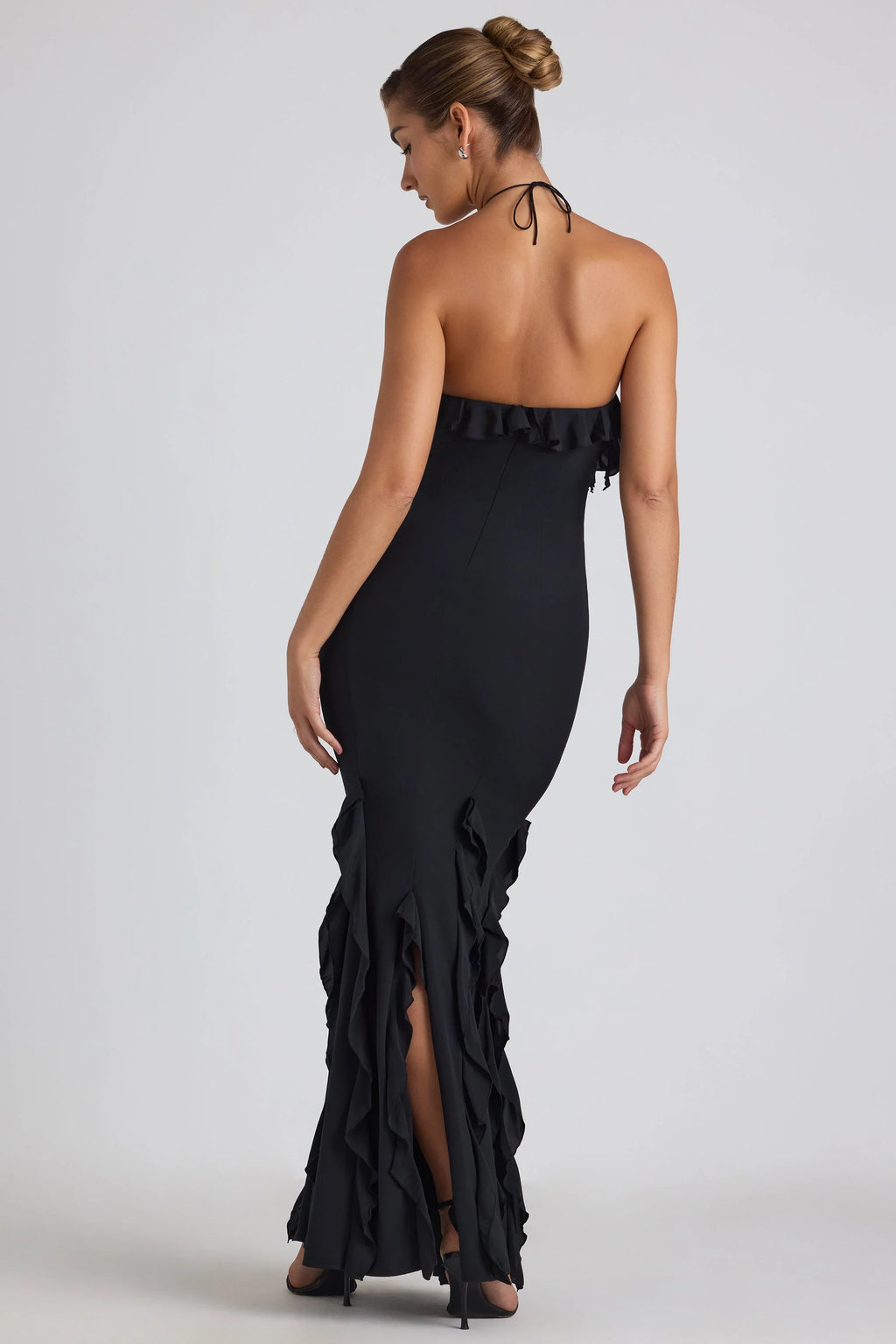 Oh Polly: Mireya Ruffle-Trim Halterneck Gown