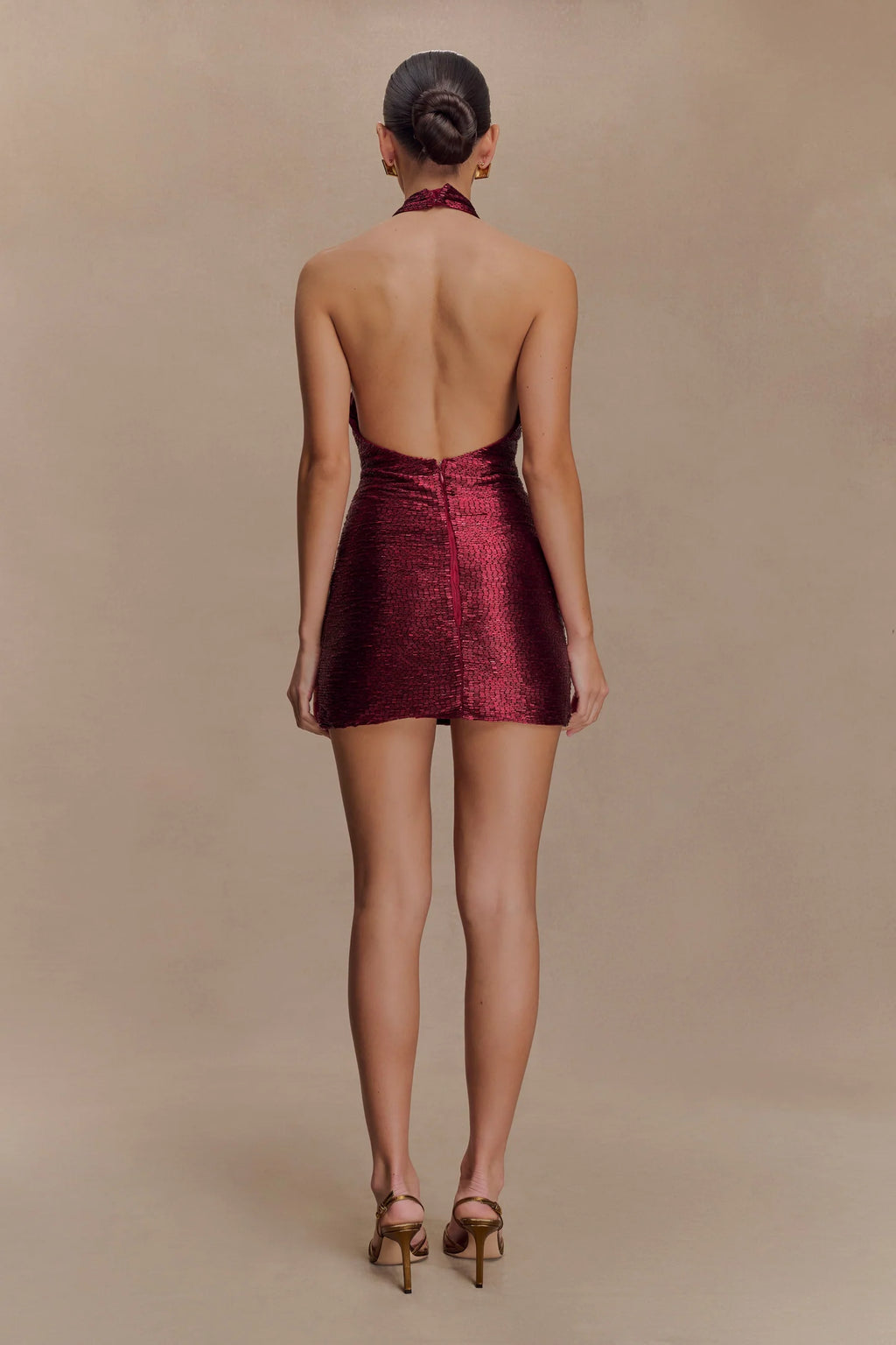 Meshki: Nylah Beaded Halter Mini Dress