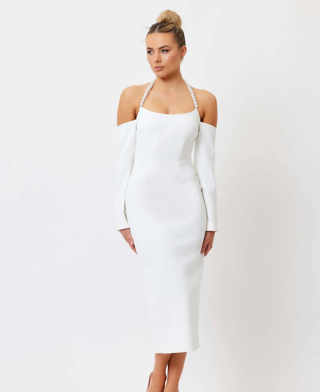 Bianca and Bridgett: Tess Pearl Neck Dress