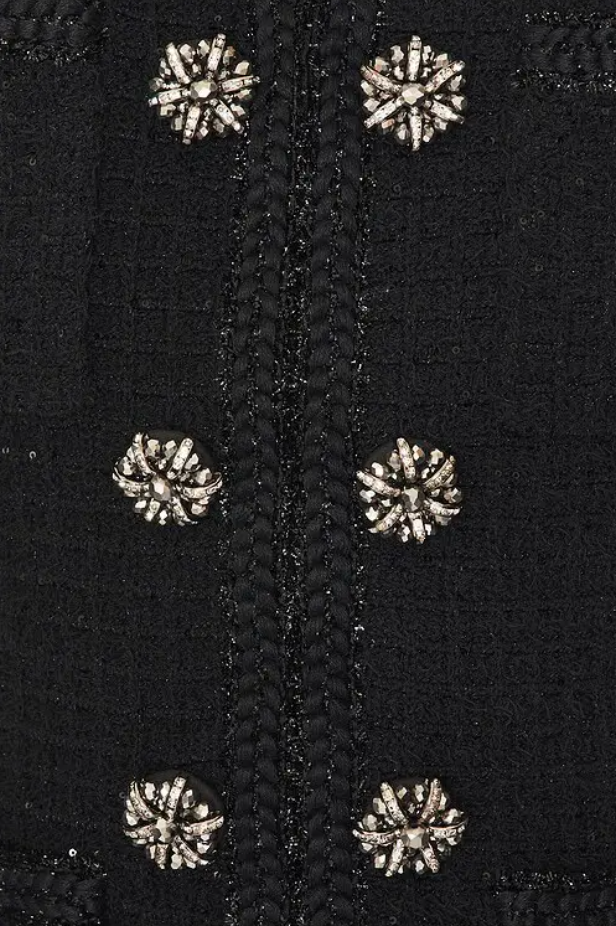 Self Portrait: Embellished Metallic Waffle Knit Dress