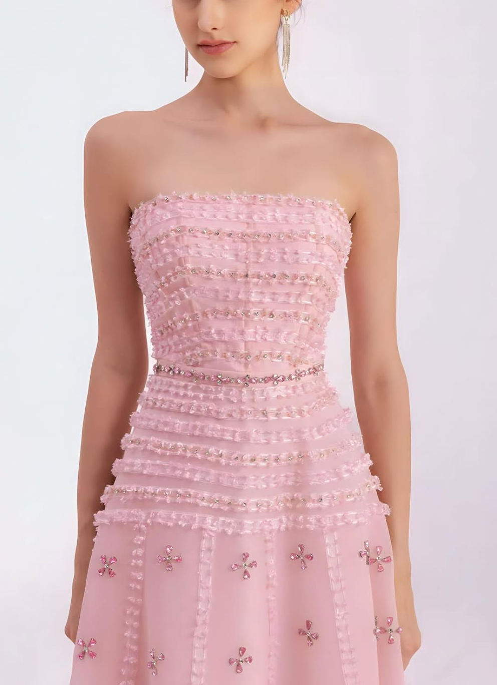 Happy Clothing: Birdie Fit and Flare Stone Organza Maxi Dress