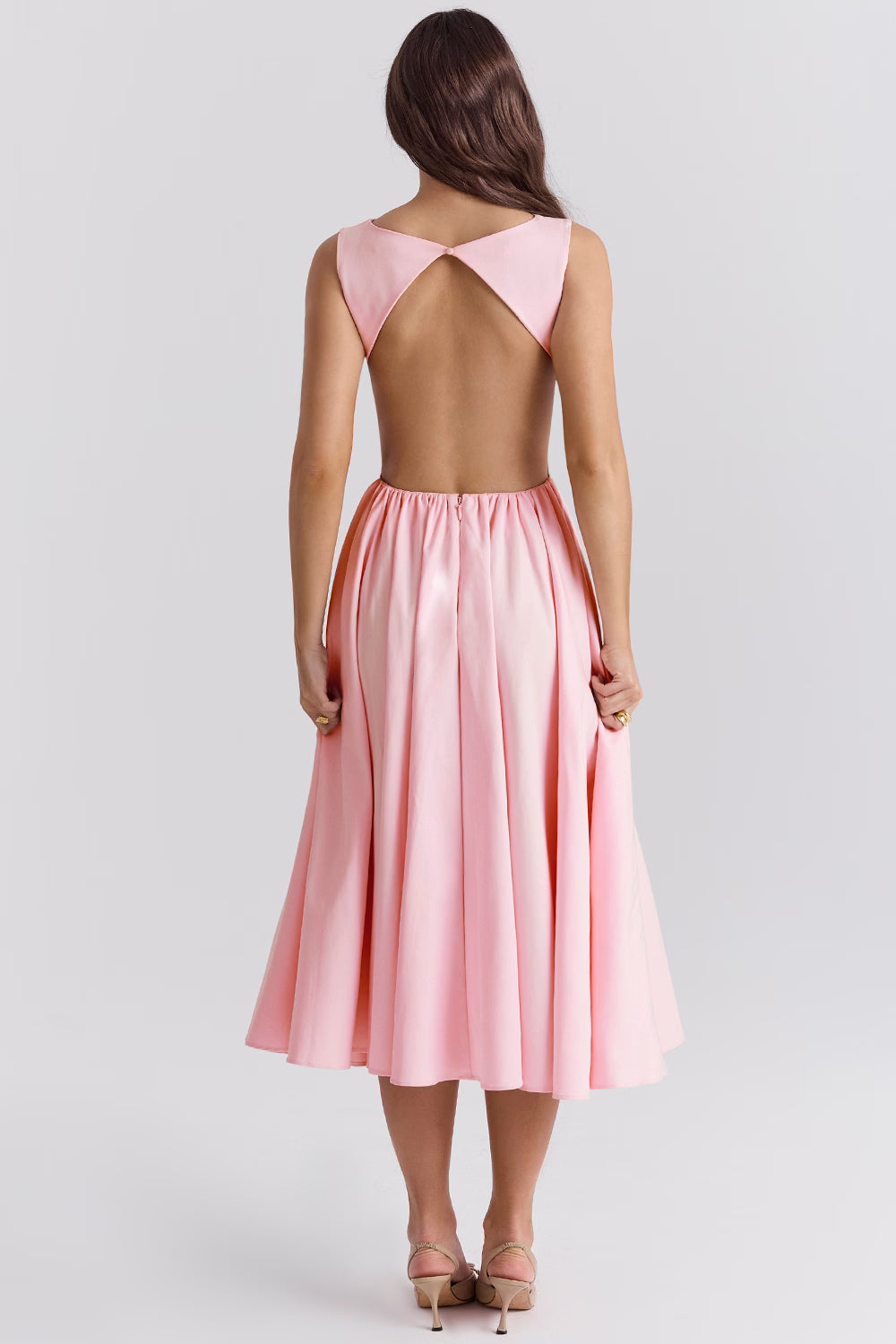 House of CB: Cindy Ballerina Pink Twill Midi Sundress
